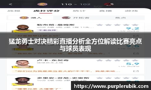 猛龙勇士对决精彩直播分析全方位解读比赛亮点与球员表现